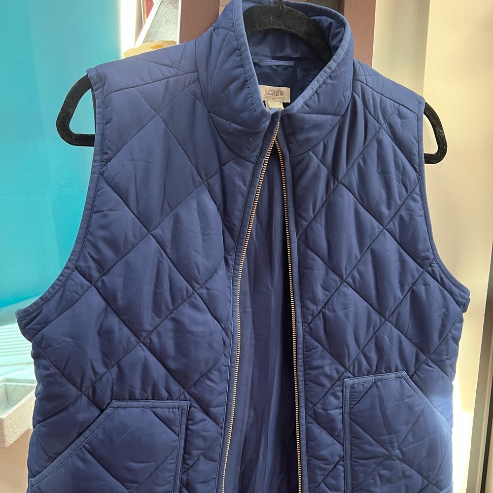 J Crew gently used navy vest - size L